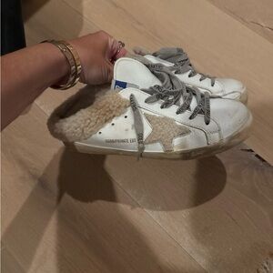 Golden Goose White Sneakers with Shearling Lining